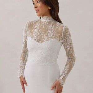 NWT Park & Fifth White Lace Bridal Topper